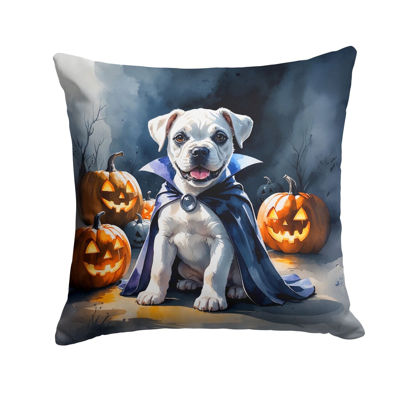 Edge Collections - 14" x 14" - Multicolor - White Boxer Puppy Halloween Throw Pillow , Machine Washable - 1 Piece
